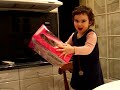 Davina opening Winx doll for Hannukah