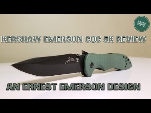 Kershaw Emerson CQC-5K Green G-10 Liner Lock Knife - Black Plain