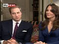 prince william and his bride to be kate middleton give their first interview since announcing their engagement. the prince popped the question with his mothe...