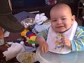 Sam eating his peas