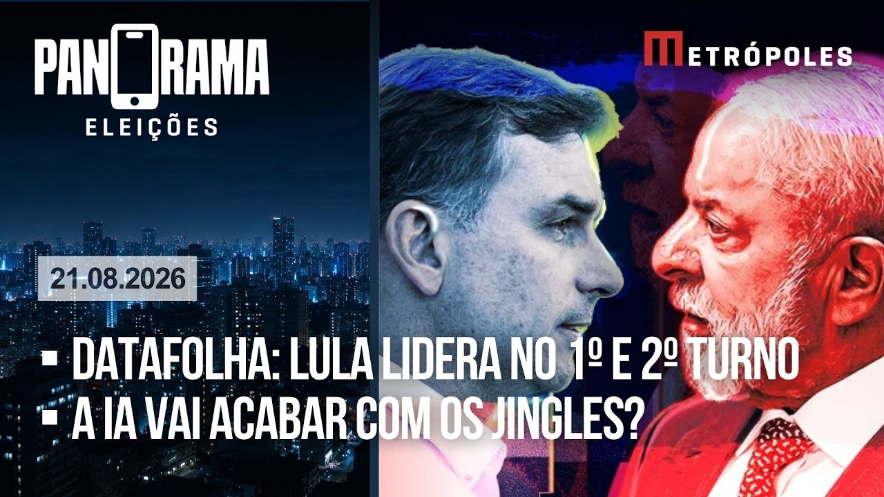 AO VIVO | Datafolha: Lula tem 47% e Flávio, 43%, no 2º turno;  a IA vai acabar com os jingles?