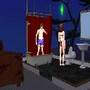 girl Going to the bathroom watching boy swim in the shower