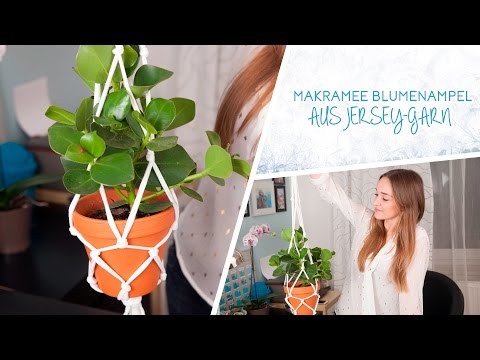 Makramee-Blumenampel aus Jersey-Garn