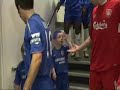 Funny football mascot handshake