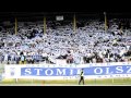 Doping kibiców Stomilu na meczu z Widzewem Łódź - sektor biało-niebieski