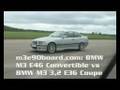 BMW M3 E46 Convertible vs BMW M3 3,2 E36 321 HP Euro version 50-250 km/h
