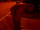Asshole puking in the parking lot...