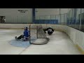 this is cody learning how to skate with former sled hockey paralympian james dunham.