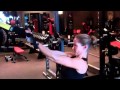 Bicep Curls w/ TRX - Perform a bicep curl using the TRX. Keep your elbows up really focusing on using your biceps to lift your bodyweight upwards. Complete 4 sets of 12 reps.