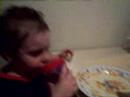 Paige eating beans