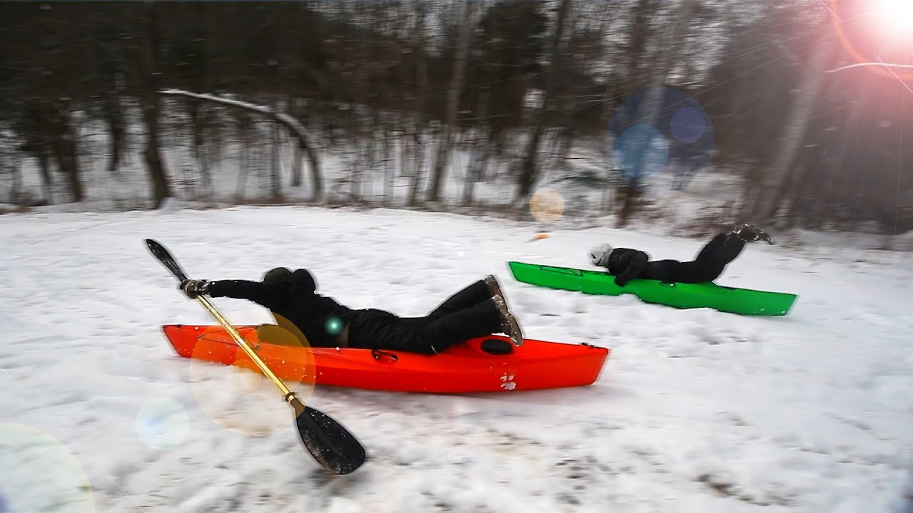 Kayak Sledding - Snow Day Stupidity
