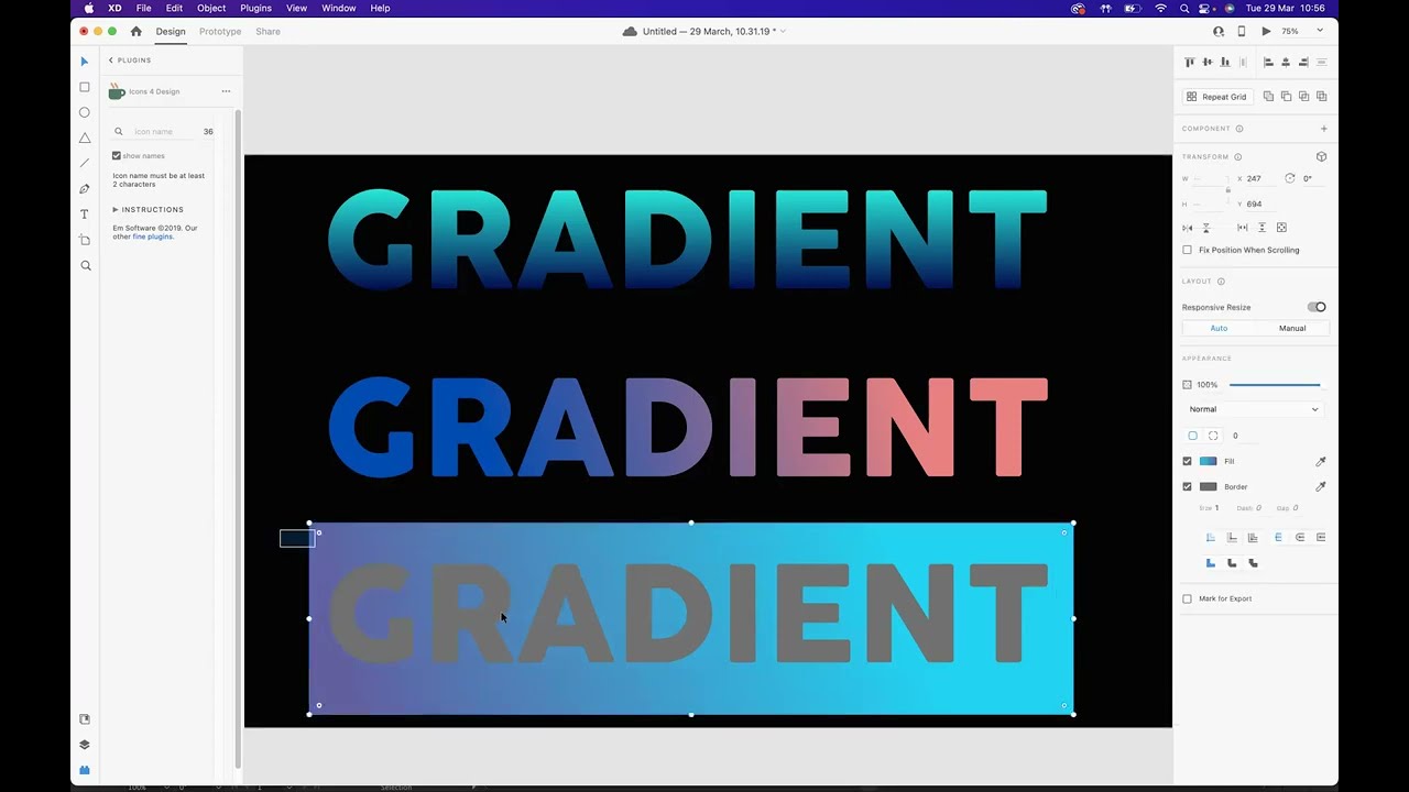 2 ways of creating gradient text - Adobe XD