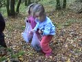Mushroom picking in the woods