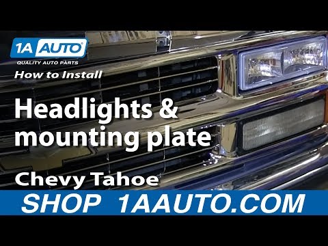 How To Install Replace Headlights and mounting plate 1996-99 Chevy Tahoe Suburban C1500 K1500