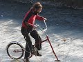 "Bike IceDay" - Biking the frozen slough behind the Bike Friday factory with the company Ice Bike
