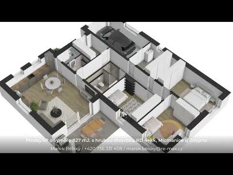 Video Hrubá stavba RD 4+kk, o UP 140 m2, pozemek o výměře 827 m2, Micmanice u Znojma