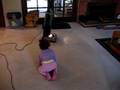 Jenelle crawling to the vacuum!