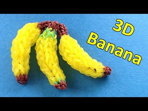 Rainbow Loom Charms: 3D BANANA Charm | loom bands tutorial / design / instructions