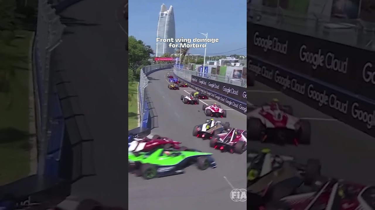 Front wing damage for Mortara!