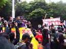 3月18日，社民連成員抗議張超雄發言。
