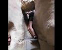 Nadine trying to climb through the Coloured Canyon