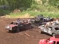 Big boy (and girl) bumper cars - demo derby action Big boy (and girl) bumper cars - demo derby action