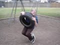 harrison on a tire swing
