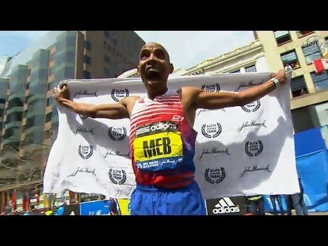 boston - http://www.UniversalSports.com 2014, Boston, Massachusetts, USA, In the 118th Boston Marathon, Meb Keflezighi becomes the first American man to win since 198...