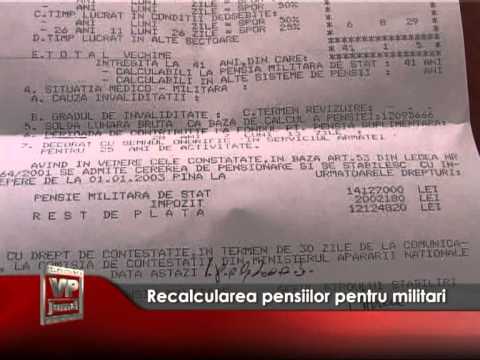 Recalcularea pensiilor pentru militari