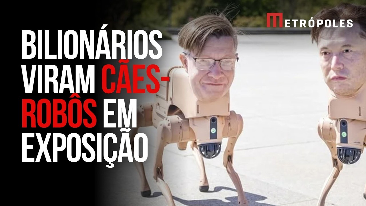 Musk, Bezos e Zuckerberg são retratados como cães-robôs em museu de Berlim