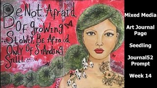 Seedling - Mixed media art journal page.