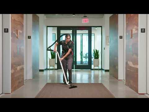 Youtube External Video Intro video to the Sanitaire® Transport® cordless backpack vacuum, showing you how to clean faster & increase productivity.