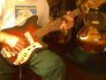 Open tuning slide on Tiesco with gold foils into Silvertone 1472 amp