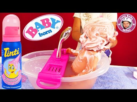 BADESPAß mit BABY BORN und TINTI  Waschschaum | Badezeit für Mileys Puppe | CuteBabyMiley