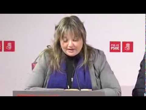 YOLANDA VICENTE, Vicepresidenta del Senado, TONTXU RODRGUEZ, Portavoz Adjunto de Justicia y DIMAS SAUDO, Coordinador del grupo territorial de los Socialistas Vascos del Senado, durante la rueda de prensa que han ofrecido esta maana en Bilbao.