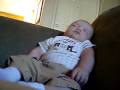 Daddy gets a funny reaction from sleepy baby Mason