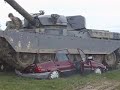 tank crushes car 3 tank crushes car 3