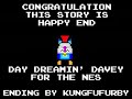hold your horses! what am i doing playing a nes game? well, i figured that i should play a nes game and beat it to test out my new screen recording software with wiretap pro. so i picked the first game that got my curiosity and it was... day dreamin' davey. actually, i saw a couple of playthroughs, but no ending videos, so i figured that since nobody bothered, i would play the game through from the last level using gamefaqs as my source for both passwords and the walkthrough. the picture and sound are not perfect, but it should be acceptable. here are the pathetic final bosses (i could shoot them in the arms even before they had their guns and they would still react... but beware! other than that, it's tricky... they're fast once they have their guns! it took me a few attempts to properly work that. i was able to play through the last level quite fine with the help of a walkthrough.) and the ending. the ending is ok in my opinion, though i'm not really impressed graphically. normally i don't do final boss fights due to me cheating, but i didn't cheat for this game... actually, i didn't bother since i had a password for the last level! took a bit to determine which items were which, though. to defeat the bandits before saving the store, i used up my money that i had when i used the password and ended up having 99 big shotgun shells... i still had 72 shells when i went in for the final showdown! let me let you know that the recording had a horrible filesize when i used the  ... 
