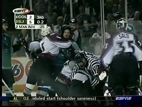 Bob Boughner (Colorado) vs Jonathan Cheechoo (Ottawa) - Apr 22, 2004