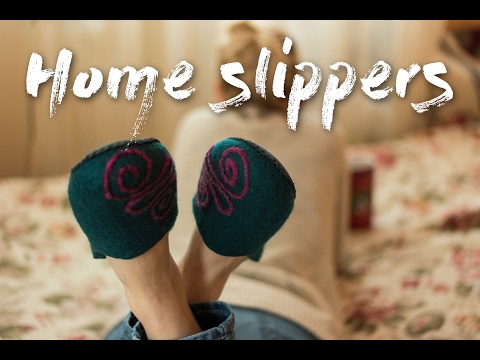 Womens wool shoes handmade felted house slippers. Wolle Damen Filz-Hausschuhe Pantoffeln filzschuhe