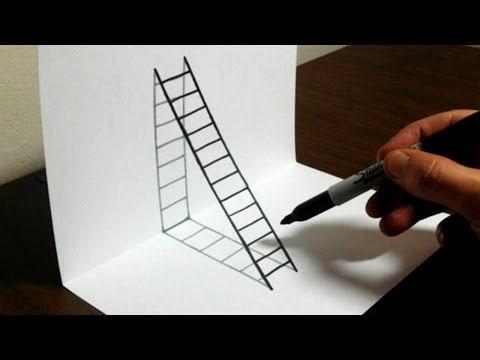 How to Draw a 3D Ladder - 3D Drawings tutorial