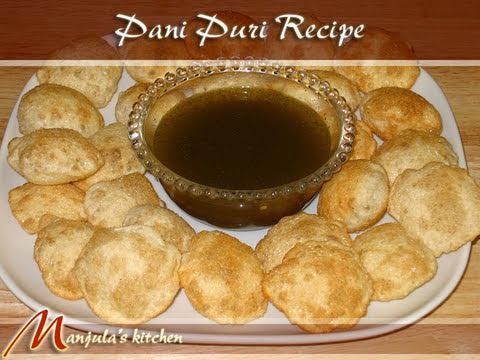 Spicy Indian Food - View full recipe at http://www.manjulaskitchen.com/2008/06/01/pani-puri/ Makes about 60 puris. Ingredients Pani (Spicy Water): 1 cup mint leaves (Pudina) 2 t...