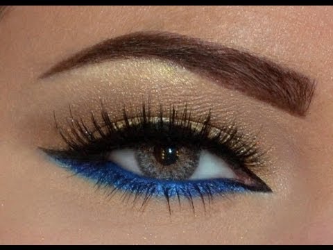 EASY Gold & Blue makeup look...مكياج ذهبي و أزرق سهل جدا