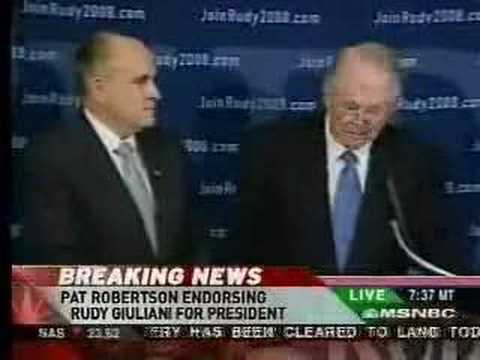 0 Video: Pat Robertson Endorses Rudy Giuliani for President