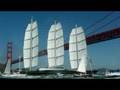Maltese Falcon sails under San Francisco Golden Gate Bridge