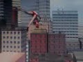 Hit explosives trying to hit women then somehow ooched my was in mid-air onto the top of the crain