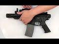 www.redwolfairsoft.com At barely 16 inches long, the baby M4 is an incredibly compact little tyke and yet incorporates the entire working set that is an M4 albeit one with a very short barrel (about 6 inches).