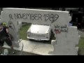 East German car Trabant breaking through the Berlin wall,  German Embassy in The Hague