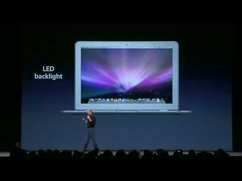 macbook air - Here we see Steve Jobs introducing the MacBook Air ultra-portable laptop.