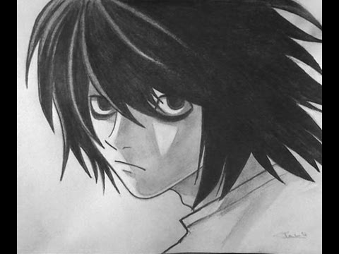 how to draw l's face from death note